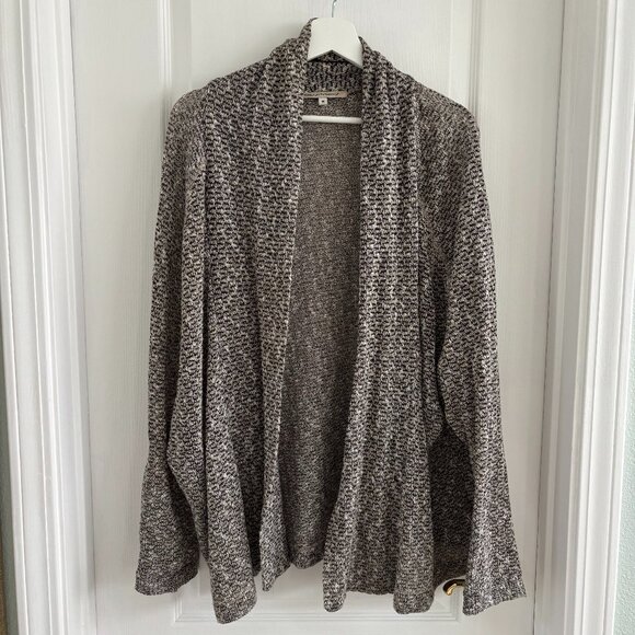 Flowy Cardigan Sweater – Heathered Black, Brown, and Grey - Picture 1 of 8